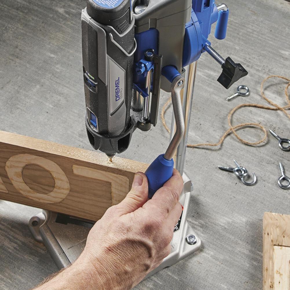 Dremel Dremel Drill Press Rotary Tool Workstation Stand with Wrench - Mini Portable Press & Tool Holder - 2 Inch Depth- Ideal for Drilling Perpendicular and Angled Holes - 220-01