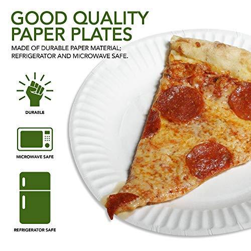 Stock Your Home Stock Your Home 9-Inch Paper Plates Uncoated, Everyday Disposable Plates 9\" Paper Plate Bulk, White, 300 Count