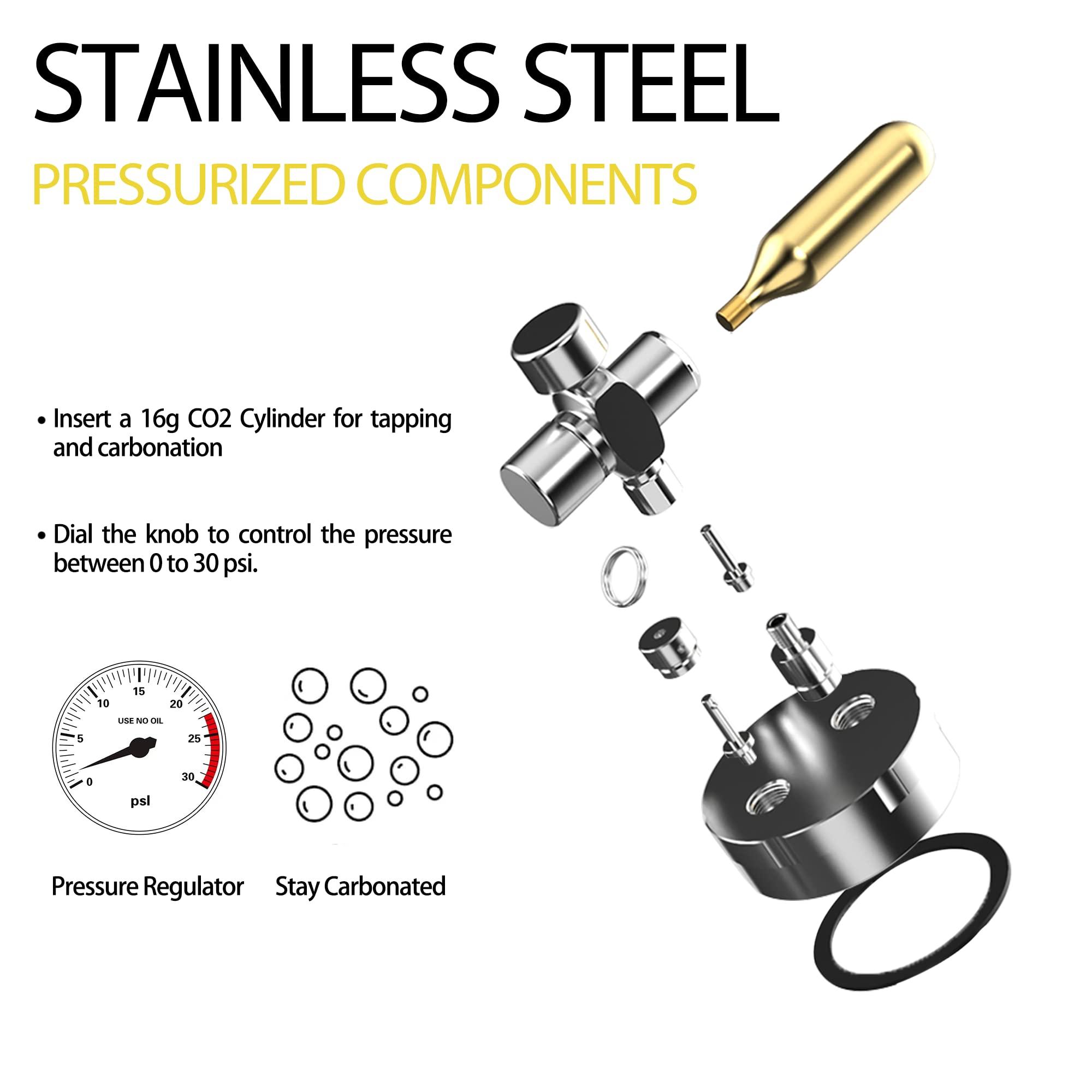 TMCRAFT TMCRAFT 1.3 Gal Double-Walled Beer Keg Growler, Pressurized Home Beer Dispenser System with Detachable Keg Spear Keep Fresh and Carbonation for Craft Beer Draft/Homebrew