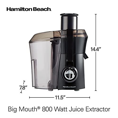 Hamilton Beach Hamilton Beach Juicer Machine, Big Mouth Large 3” Feed Chute for Whole Fruits and Vegetables, Easy to Clean, Centrifugal Extractor, BPA Free, 800W Motor, Black