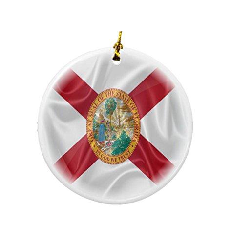 Rikki Knight Rikki Knight Florida State Flag Design Round Porcelain Two-Sided Christmas Ornaments