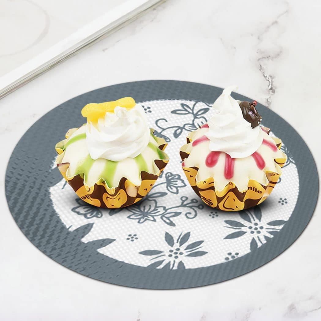 Generic 6 Pcs Silicone Pastry Mat, Counter Mats Baking Mats Dough Roll Mats Oven Liners Fondant/Pie Mats for Bread Making Tools And Supplies, Dough Rolling mat, Pie Crust, Fondant Mat (White+Grey)