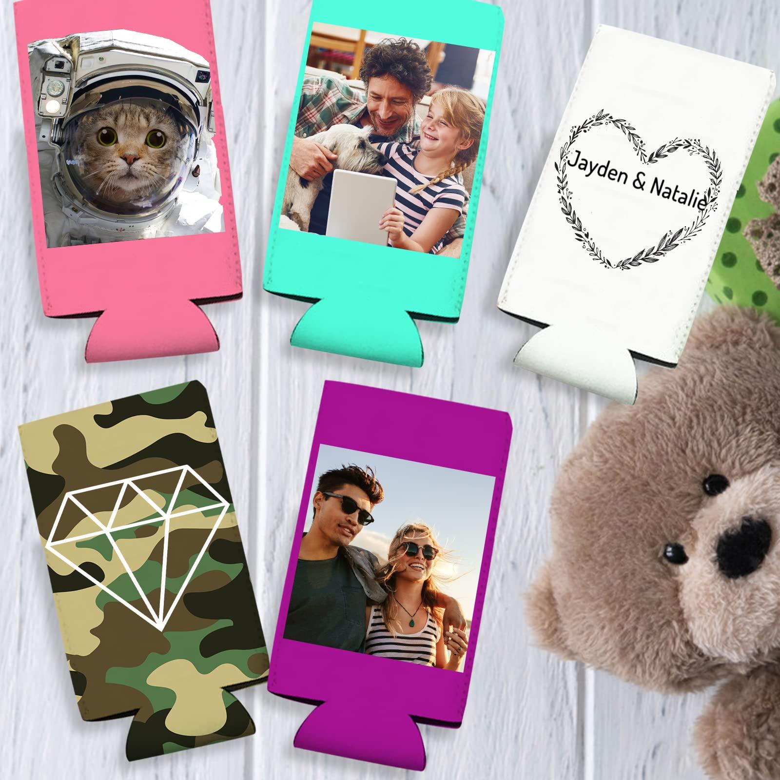 HomeLoft Basics Personalized Can Cooler Sleeves Custom Slim Beer Cozy Bulk Customized with Image Text Logo Insulated Beverage Bottle Holder Cover for Wedding Birthday Party