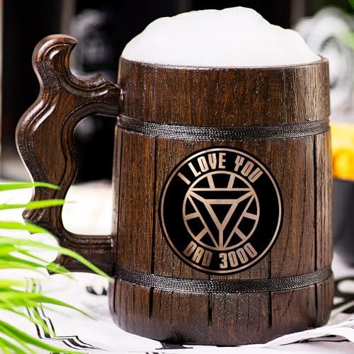 WildMugs Iron Beer Mug, Wooden Stein, Personalized Tankard