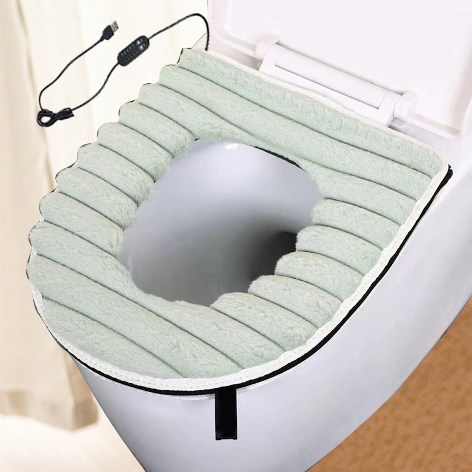 WOHPNLE WOHPNLE Warm Toilet Seat Cover, USB Powered Seat Cushion Warmer Mat Comfortable Toilet Seat Cover Washable Bathroom Warmer (Green)
