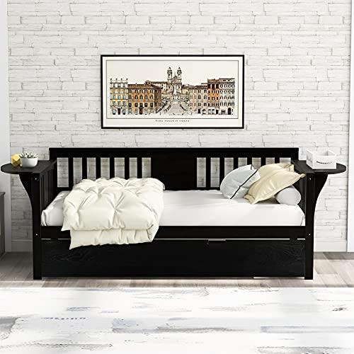 MhaRt Twin Daybed with Drawers, Wood daybed Frame with Storage,Modern and Rustic Casual Twin Daybed (Gray),Modern Style