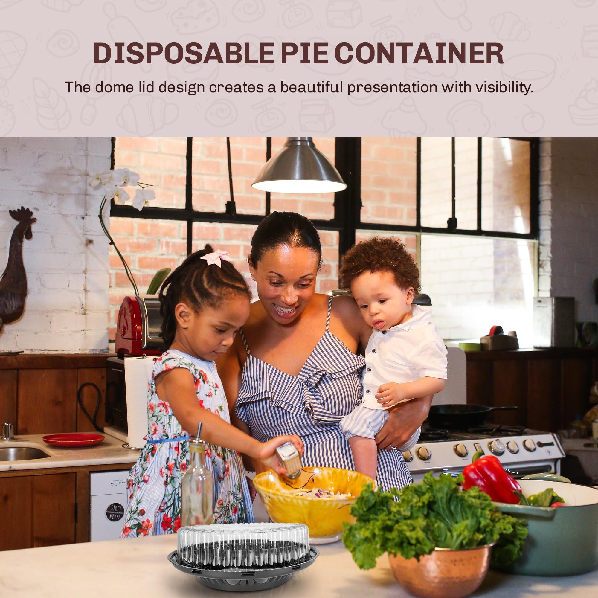KitchenDance.com KitchenDance Combo Pack of Pie Pans with Carriers - 9 Inches Pie Pans with High Dome Lid - 9 Inches Pie Pans with 9 Inches Pie Container - Baking Pan Perfect for Baking, Cooking - WJ43, 10 Count