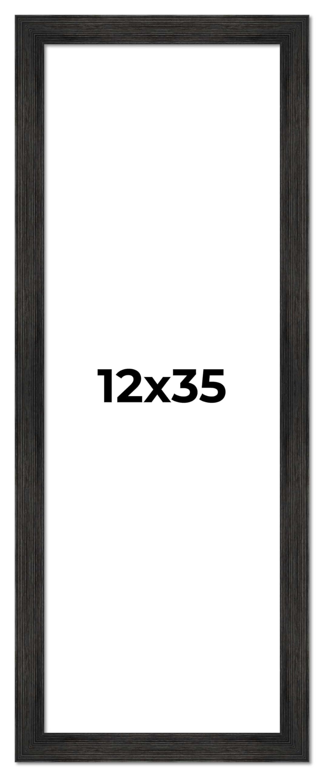 CountryArtHouse 12x35 Frame Black Barnwood Picture Frame - Modern Photo Frame Includes UV Acrylic Shatter Guard Front, Acid Free Foam Backing Board, Hanging Hardware Wood Wall Frames for Family Photos - no Mat