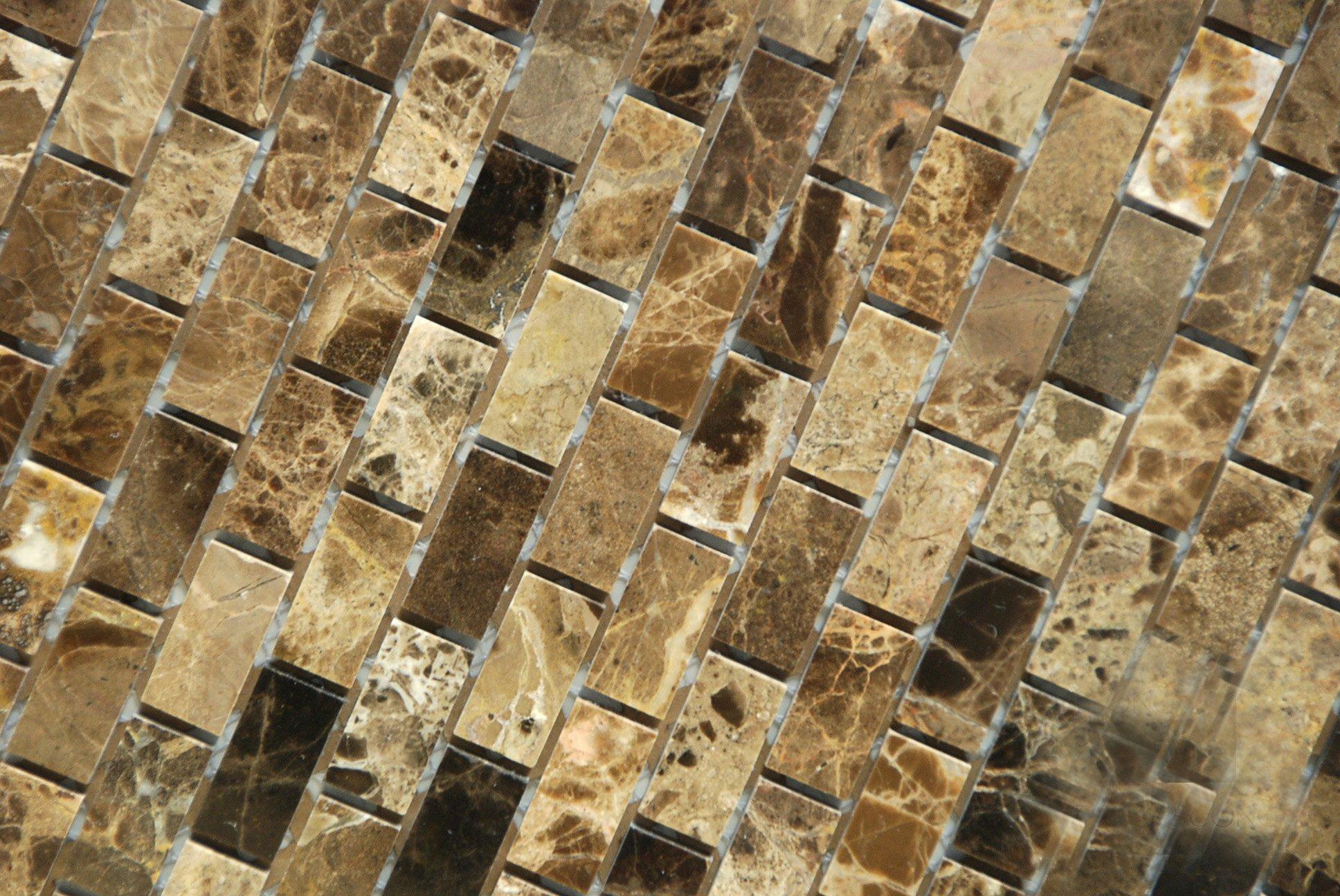 ORACLE Dark Emperador 5/8 X 1 1/4 Polished Marble Baby Brick Mosaic Tile