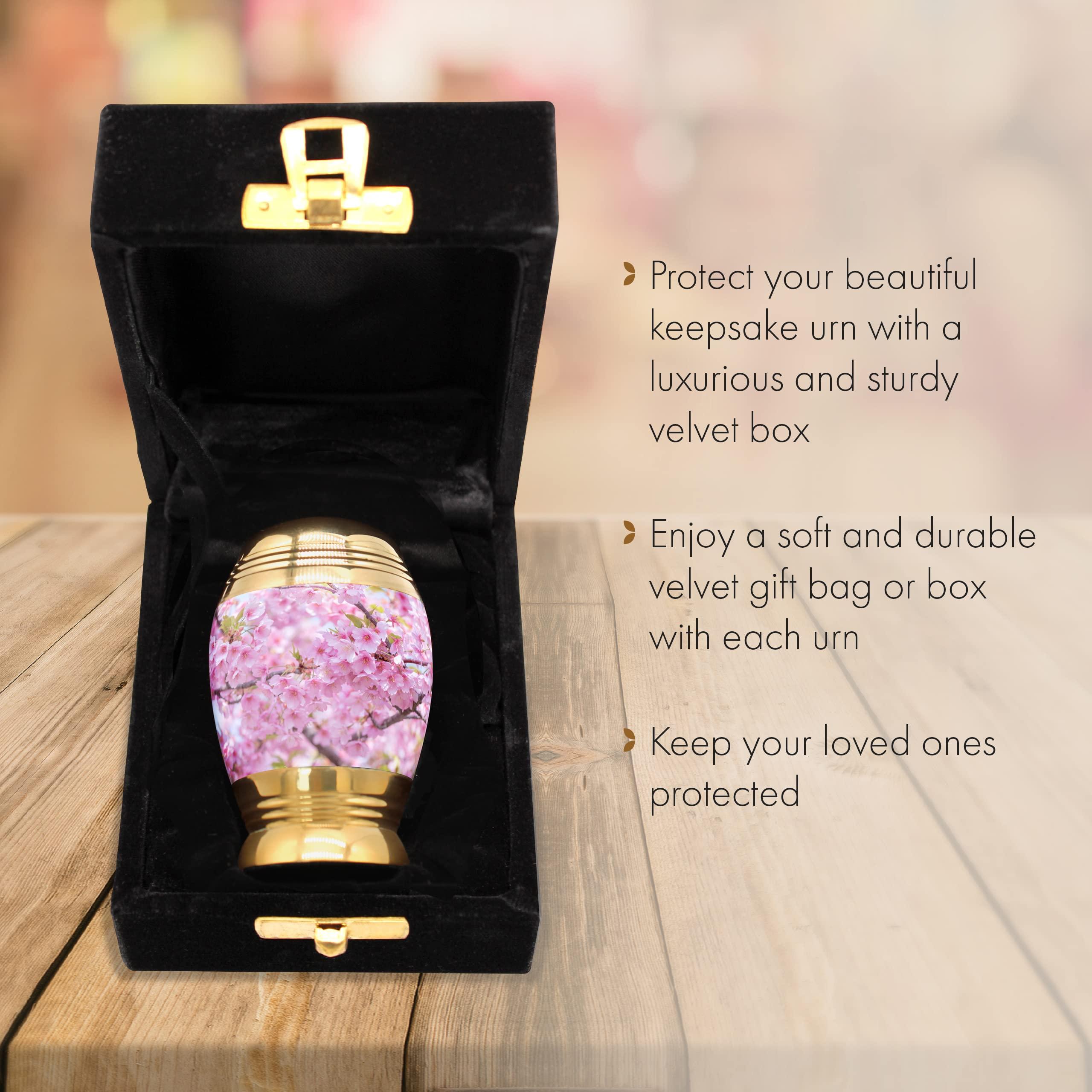 COMMEMORATIVE CREMATION URNS Cherry Blossom Cremation Urn for Ashes Adult Male & Female Personalized Cremation Urns for Human Ashes Adult Female Decorative Urns for Ashes -Beautiful Handcrafted Small Urn for Ashes for Women & Men