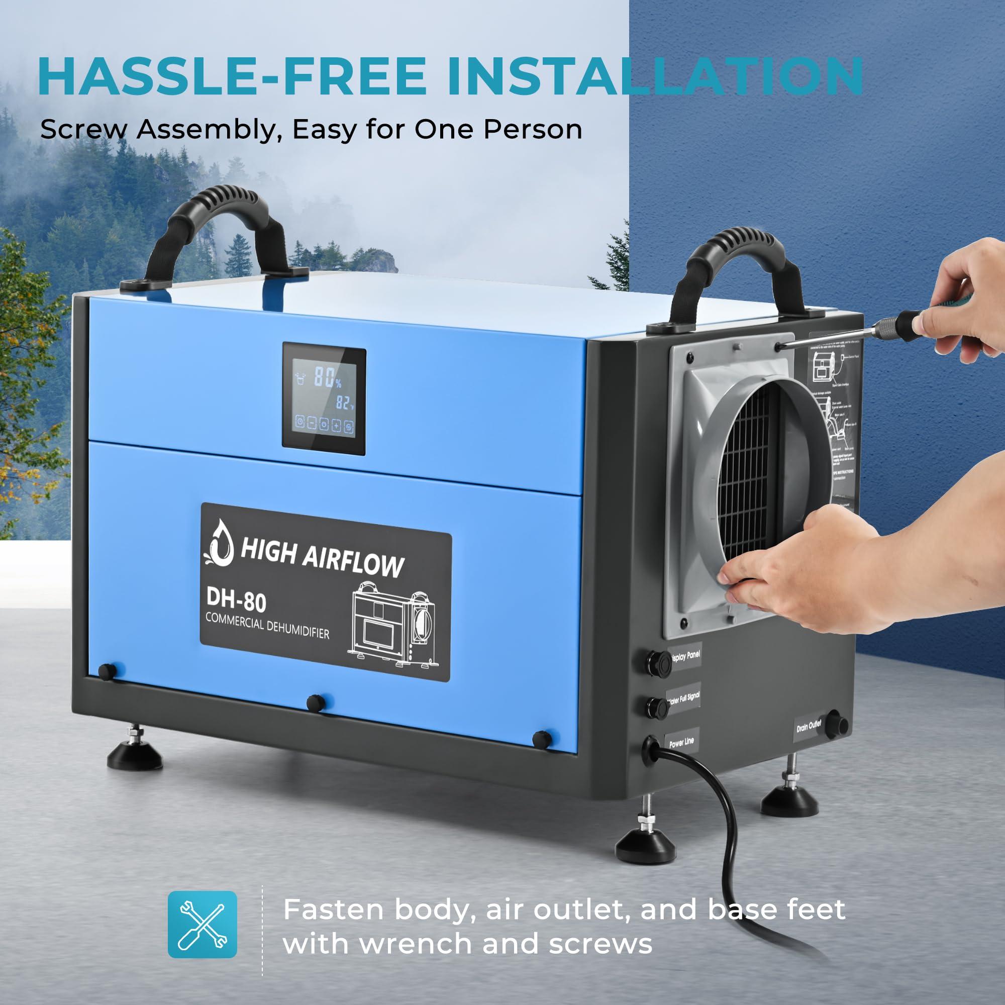 EUHOMY EUHOMY 160 Pint Crawl Space Dehumidifier with Drain Hose, Dehumidifier for Home and Basement, Dehumidify Up to 7000 Sq.Ft Commercial Dehumidifiers, Timer on/off, Automatic Dehumidification