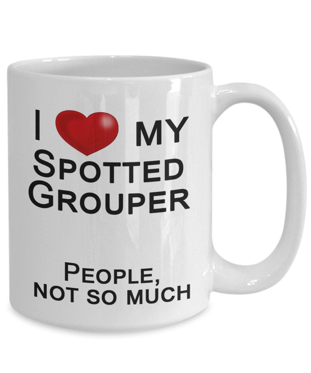 Ellemar Spotted Grouper, Fish Lover Mug, Fish Dad Mug, Fish Mom Mug - I Love My Fish, Not People