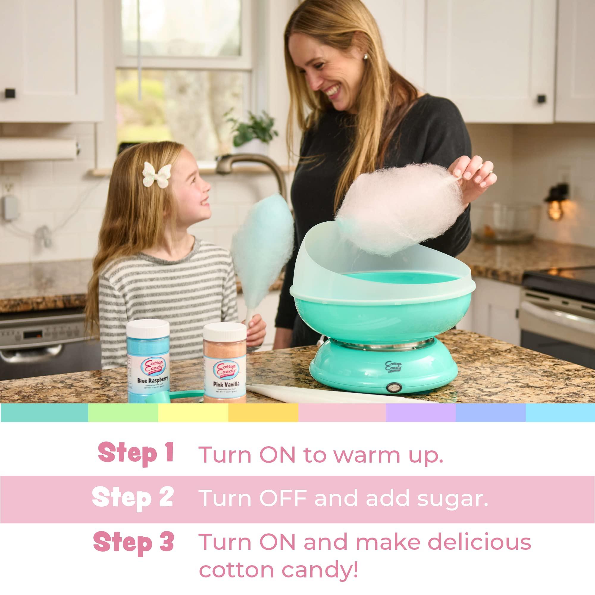 Cotton Candy Express Cotton Candy Express CC1000-S Cotton Candy Machine, with 5 - 11oz. Jars of Cherry, Grape, Blue Raspberry, Orange, Pink Vanilla Floss Sugar & 50 Paper Cones Easy to Use and Clean