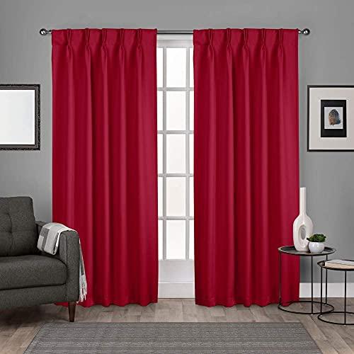 Sky Wave Double Pinch Pleated Blackout Curtains for Room Decoration and Darkening Comes with Easy Hanging Options via Hooks. (Chilli 72 Inch Wide by 72 Inch Long- 2 Pannels Combined Size)