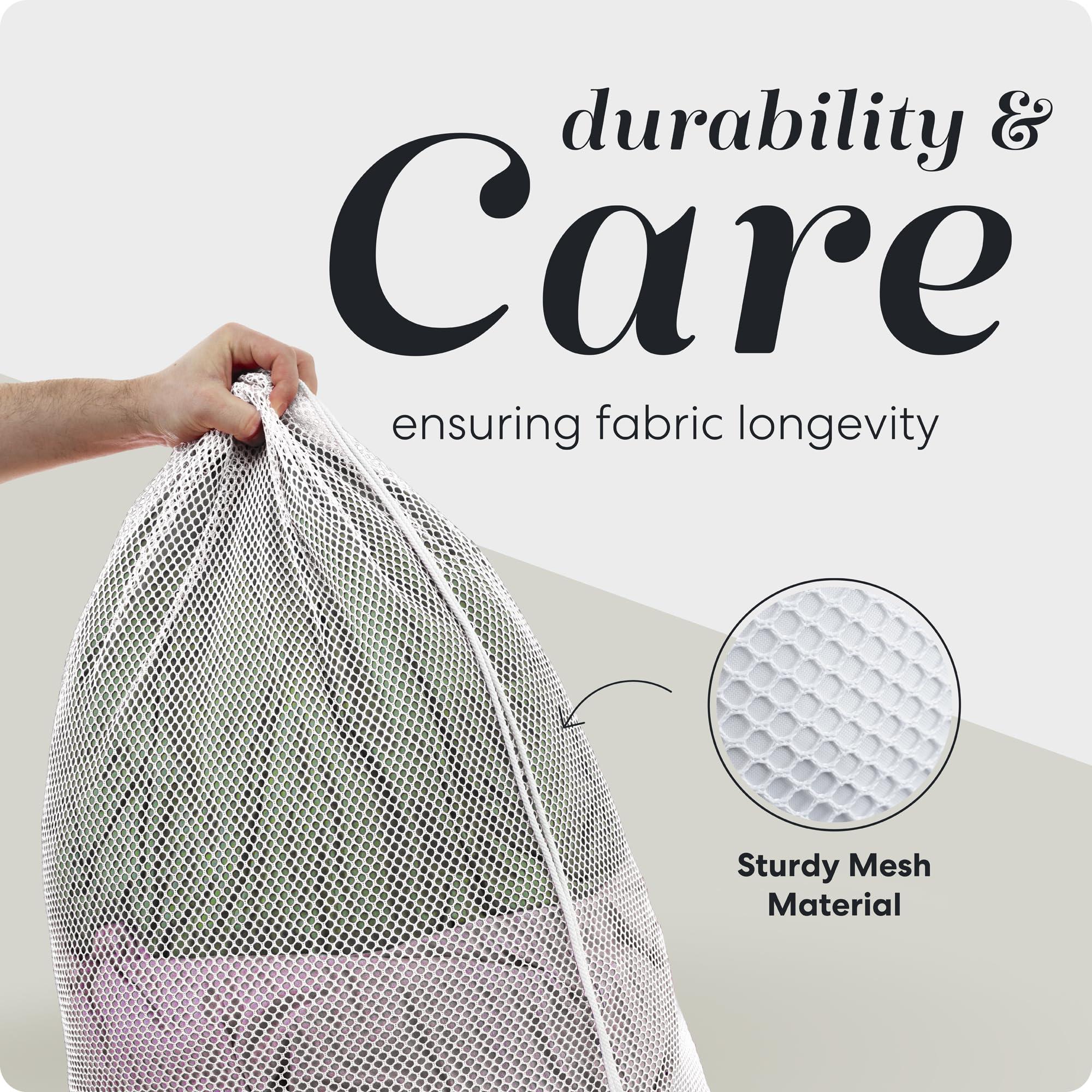 Handy Laundry Mesh Laundry Bag - Large 24\" x 36\" - Durable, Machine Washable with Secure Drawstring Closure - Perfect for College Dorms, Laundromats, Apartments (White)