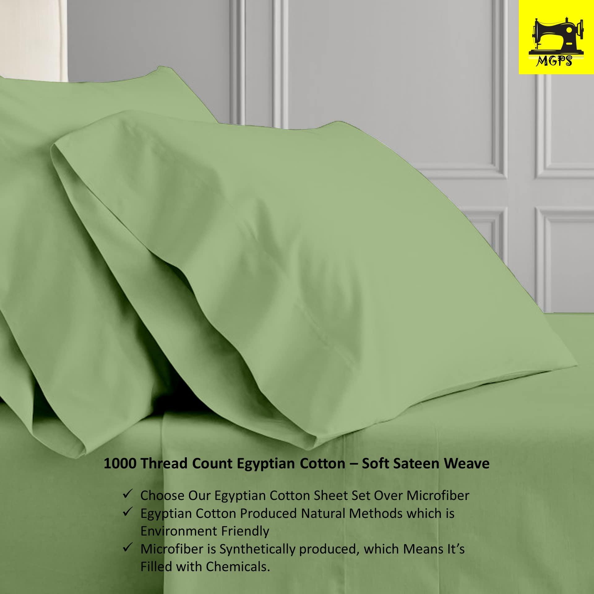 MGPS MGPS 1000-Thread-Count Egyptian Cotton Top Split California-King Sheet Set for Adjustable Bed, Half Split Head 4 PCs Set Deep Pocket Up to 28 Inch, 39\" Split from Top - Sage, Split-Head Cal-King - 39