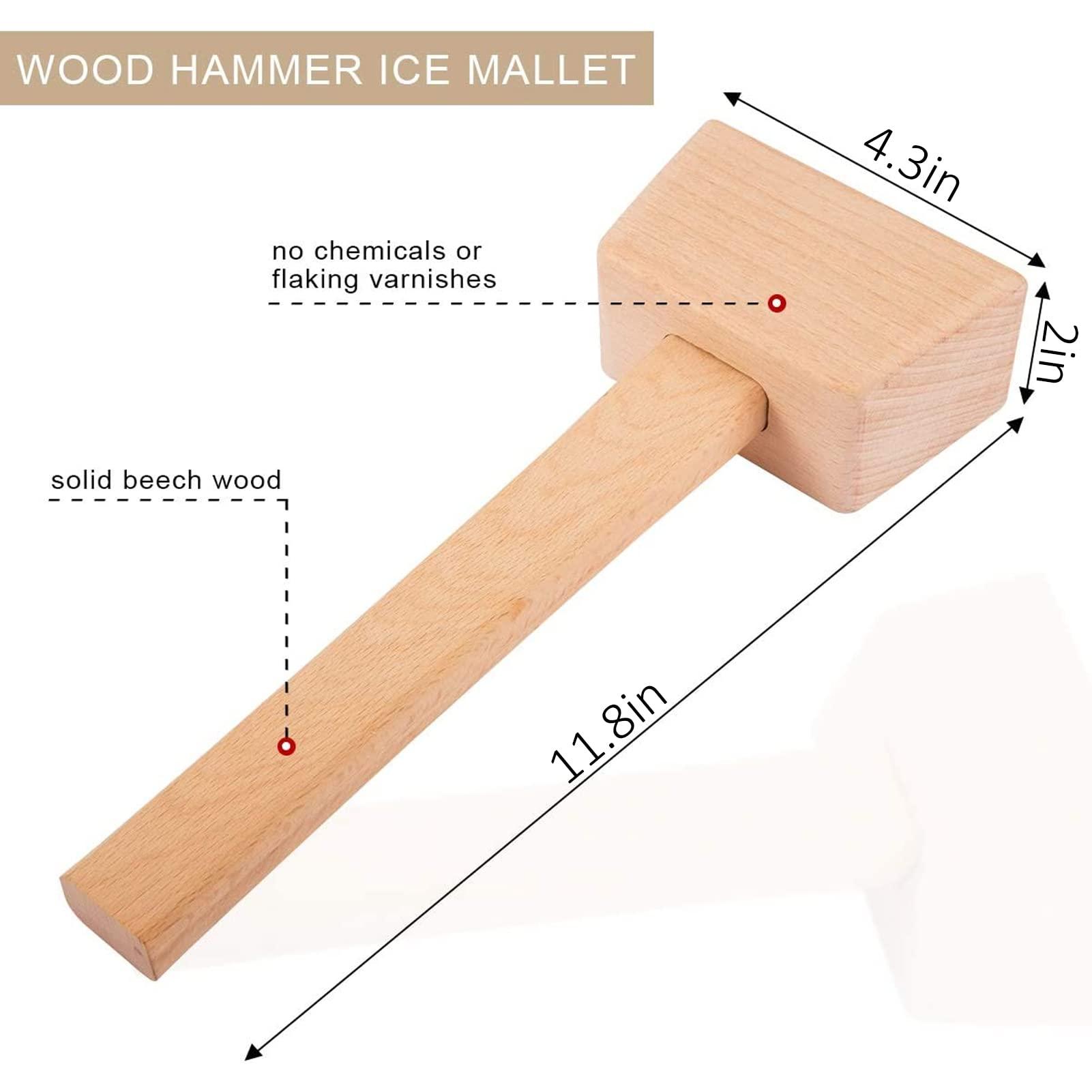 ANPHSIN Professional Lewis Ice Bags with Mallet Set,15.3 8.6 In Reusable Canvas Ice Crusher Bags with Wooden Mallet for Home Kitchen Bar Party Ice Crushing