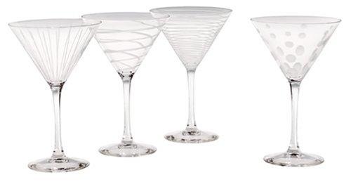 Mikasa Mikasa Cheers Wine Glasses and Martini Glasses, Set of 8, Whimsical Etched Glassware