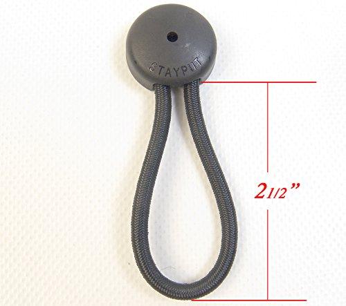 Stay Put StayPut Bungee/Shock Cord Fastener, Black w/White Surface Attachment Knob & Mounting Screw (5)