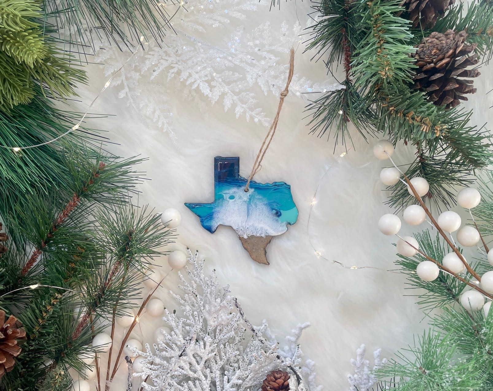 WLB Designs Texas Christmas Ornament, Handmade Beach Resin Unique Gift