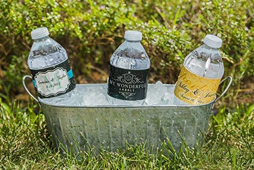 DesignThatSign 100 New Peacock Wedding Water Bottle Labels Great for Engagement Bridal Shower Party 8"x2"