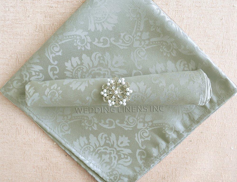 Wedding Linens Inc. Wedding Linens Inc. 10 pcs Marquis Jacquard Damask Polyester 20\" x 20\" Dinner Table Linen Napkins for Restaurant Kitchen Dining Wedding Party Banquet Events - Silver