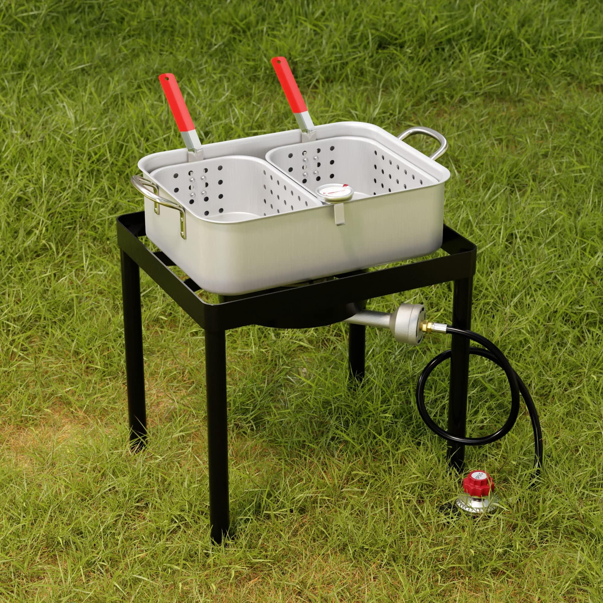 Krollen Industrial Krollen Industrial 18 Qt. Dual Basket Fryer/Fish Cooker - 55,000 BTU