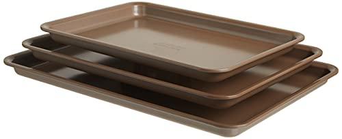 Anolon Anolon Gourmet Nonstick Bakeware Set with Nonstick Cookie Sheets / Baking Sheets - 3 Piece, Bronze Brown
