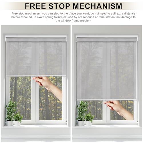 Sulugood Sulugood Light Filtering Blinds for Windows Cordless 5% Openness Solar Fabric Roller Shades Sheer and Glare Reduce Window Shades for Home Door Living Room Gray,28" W x 48" H