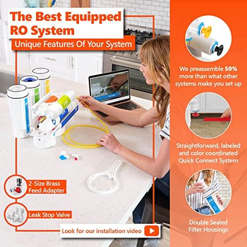 EXPRESS WATER Express Water Reverse Osmosis Deionization Water Filtration System 6 Stage RO Water Filter with Faucet and Tank Under Sink Water Filter with Deionization Water Filter 100 GPD