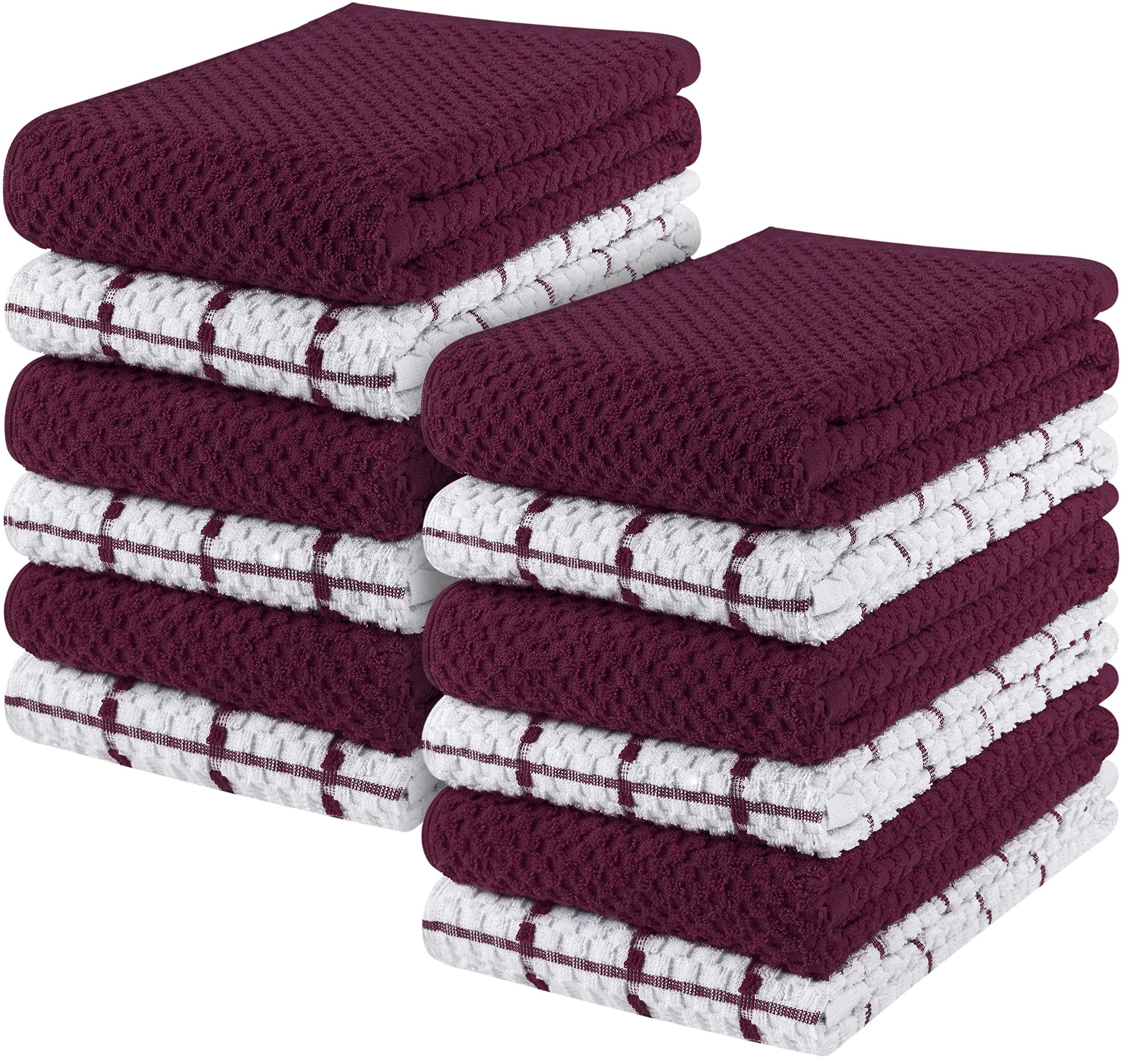Utopia Towels Utopia Towels Kitchen Towels 12 Pack, 15 x 25 Inches, 100% Ring Spun Cotton Super Soft and Absorbent Linen Dish Towels, Tea Towels and Bar Towels Set (Burgundy)