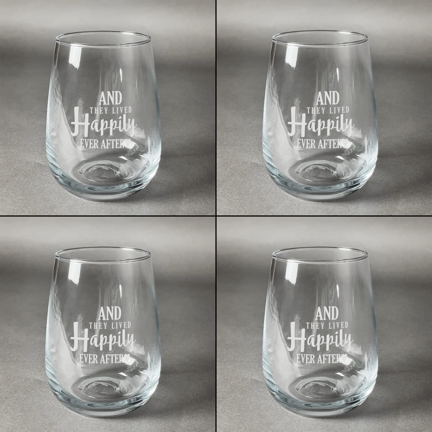 YouCustomizeIt Wedding Quotes and Sayings Stemless Wine Glasses (Set of 4) (Personalized)