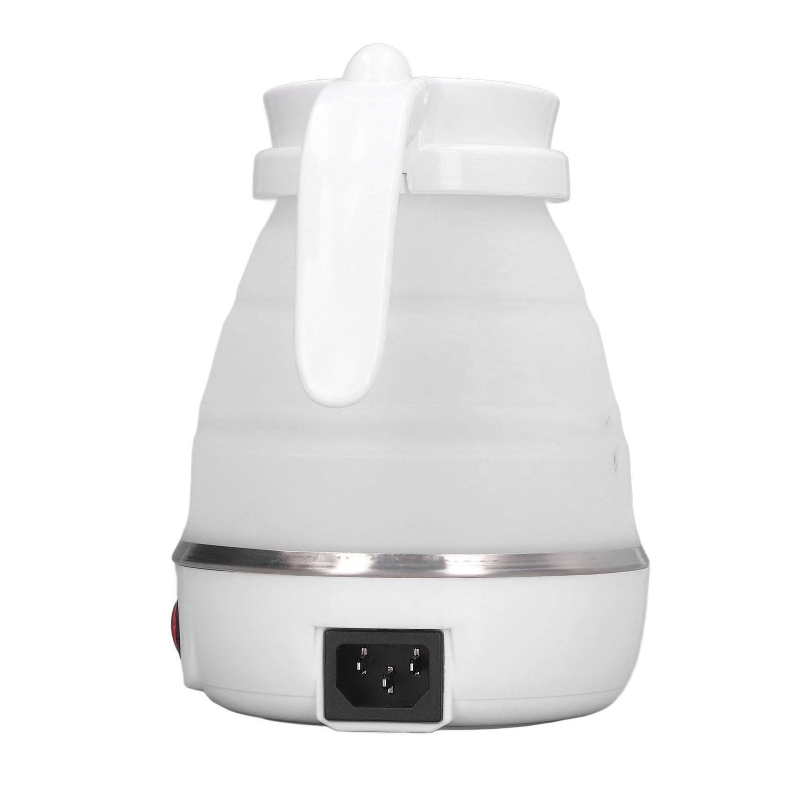 BAOK Foldable Travel Electric Kettle, Silicone and Stainless Steel Quick Boiling Folding Electric Kettle 0.6L for Camping (White)