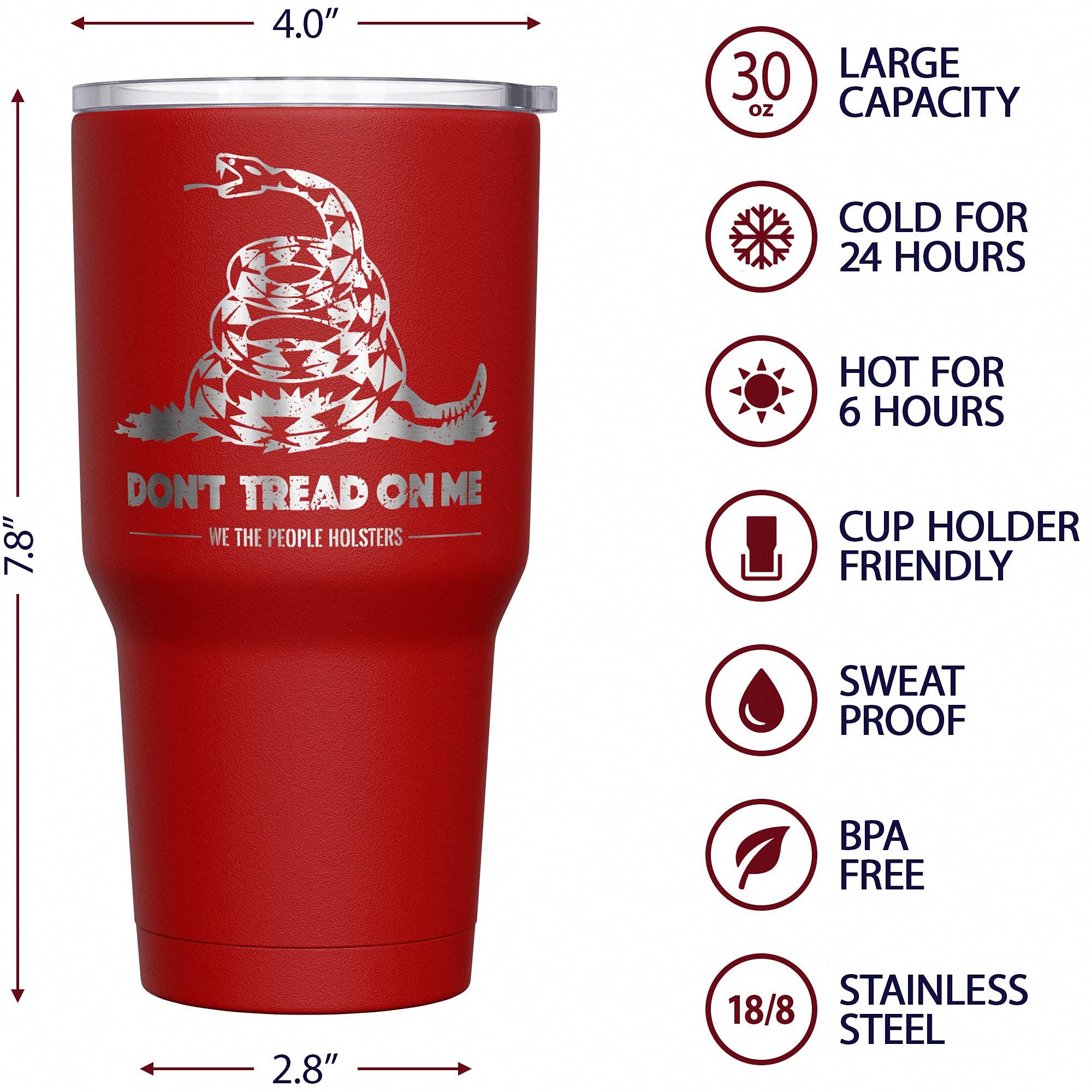 We The People Holsters We The People Holsters - Gadsden Flag - Dont Tread On Me - Snake Tumbler - American Flag Coffee Travel Mug - American Made Travel Mug - Double Insulated Tumbler - 30 oz