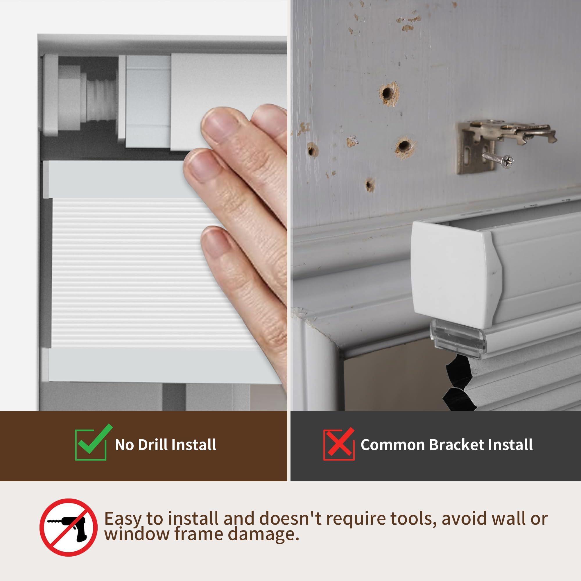 Hiifroy Hiifroy No Tools No Drill Blinds for Indoor Windows,Cordless Top Down Bottom Up Honeycomb Cellular Shades with 1" Fabric,Light Filtering White 30" W x 36" H