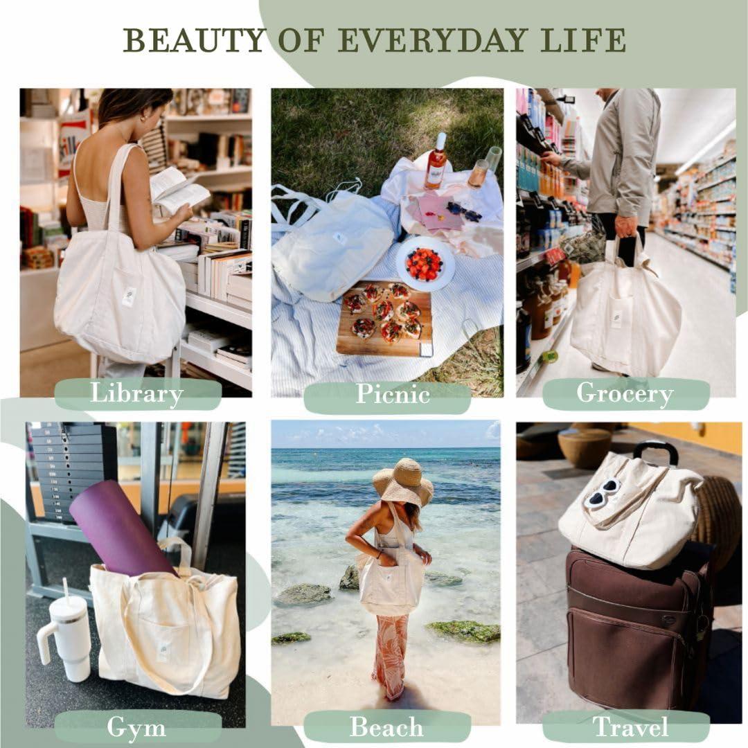 MEE AE MEEAE - Sustainable Drawstring Canvas Bag, Durable XL Tote, Reusable 14oz Bag