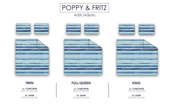 Poppy & Fritz Poppy & Fritz - Twin Comforter Set, Breathable Cotton Bedding with Matching Sham, Medium Weight for All Seasons (Alex Blue, Twin)