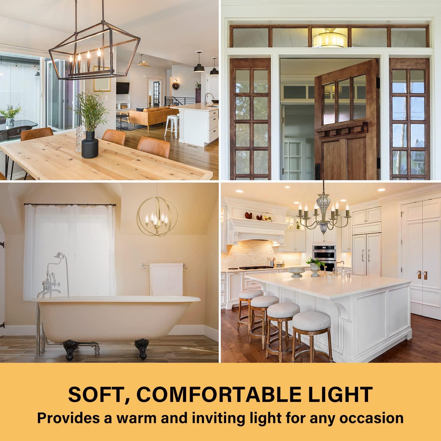 Sigalux Sigalux E12 LED Bulb Candelabra Base 60 watt Chandelier Light Bulbs Dimmable, Flame Tip , 4.5W, 500LM 2700K Soft White, CA10 Candle Light Bulbs, 12 Packs