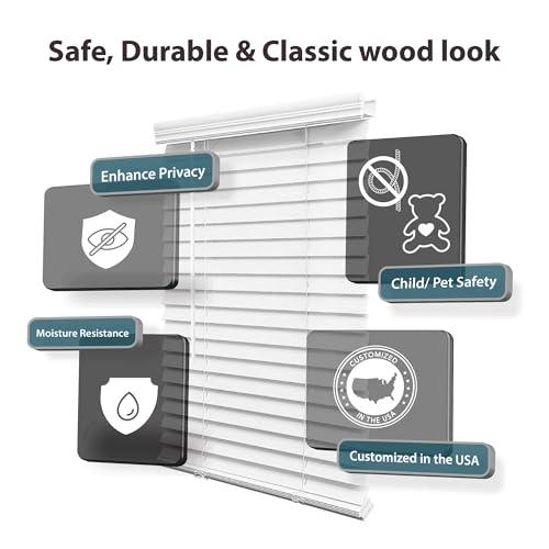 DEZ FURNISHINGS DEZ FURNISHINGS Cordless 2" Faux Wood Blind, 24.5" W x 72" H, White