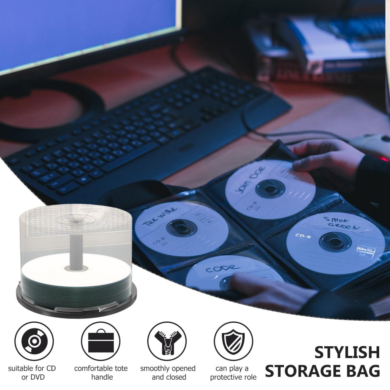 jojofuny jojofuny CD/DVD Cake Box Spindle, 4pcs 50 Disc Capacity CD Holder Empty DVD Storage Bucket Clear Storage Containers Plastic Column Dvds Bucket with Black Spindle