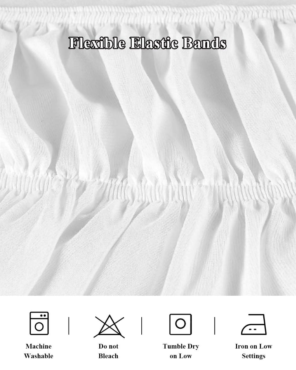 IDOWMAT Christmas Pet Dog Santa Hat Ruffled Bed Skirt,Elastic Wrap Around Bed Skirts for 72x84 Inch Bed, Winter Xmas Ornament Navy Bedskirt with 16 Inch Drop Easy Fit Bed Frame Cover