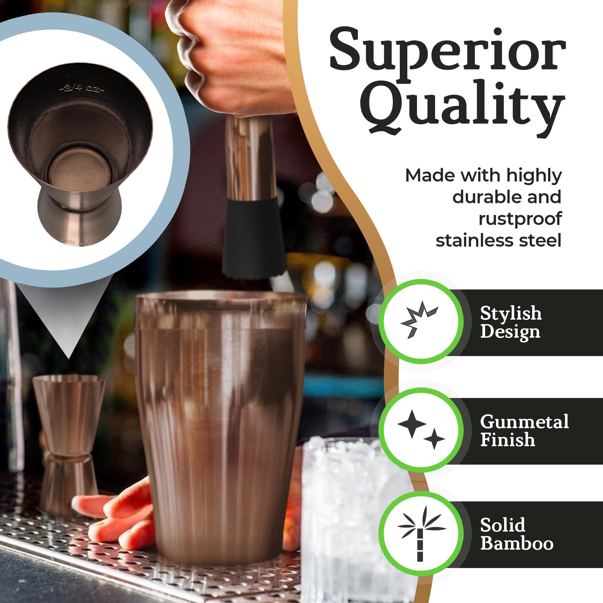 Highball & Chaser Highball & Chaser Cocktail Shaker Set: Bartender Kit for Home Bar Mixology Cocktail Bar Set Plus E-Book with 30 Recipes