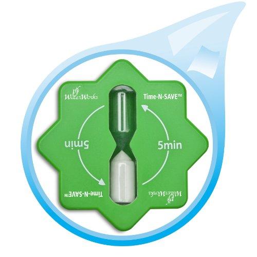 PermaFLOW PF WaterWorks PF0551 Time-N Five (5) Minute Hour Glass Timer, Suction Cup, Excellent for Children Bathroom, Saves Water Every Shower, Green