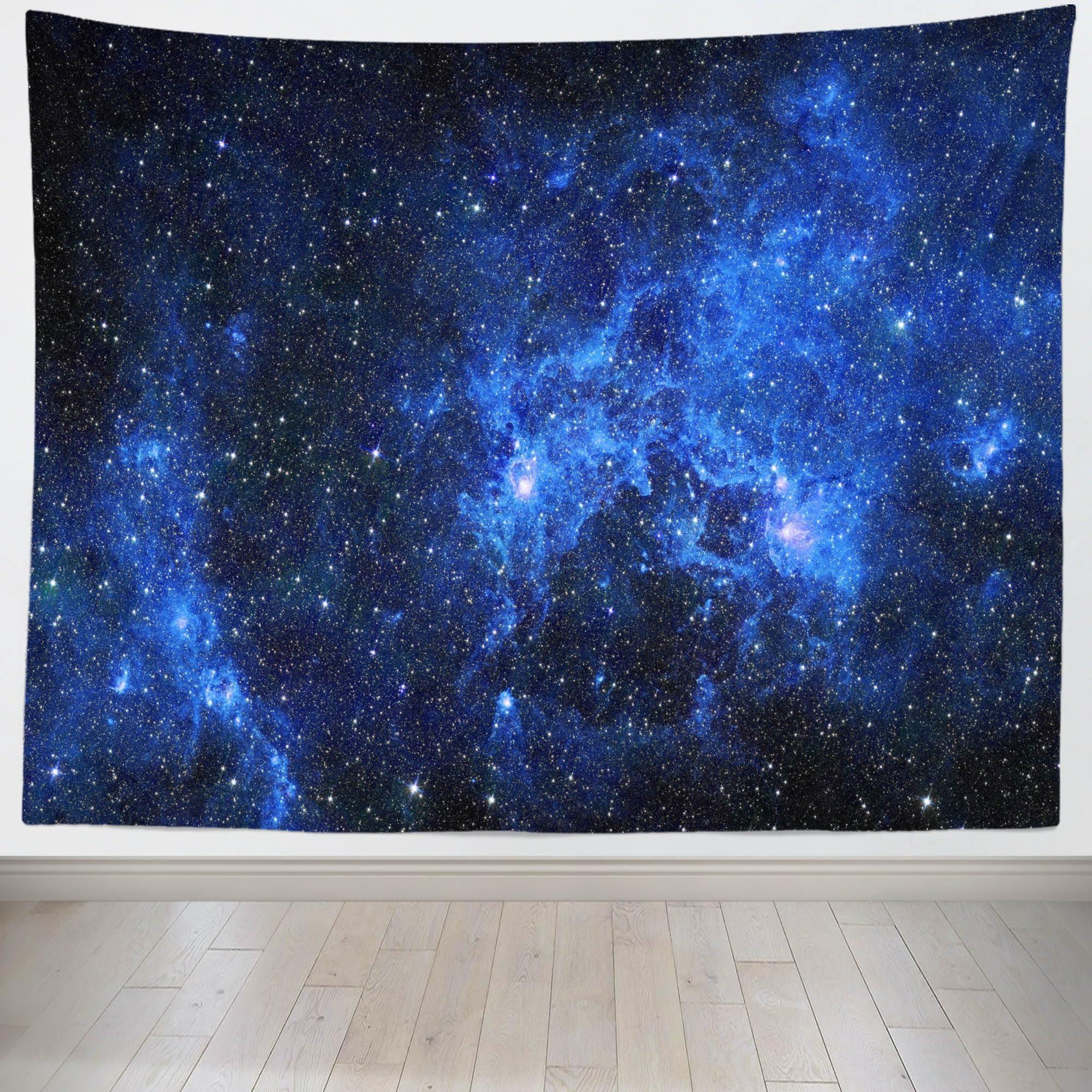 Loccor Loccor 15x8ft Fabric Galaxy Tapestry Blue Night Star Space Psychedelic Cosmic Wall Hanging for Adults Kids Teen Living Room Dorm Apartment Home Bedroom Aesthetic Decoration