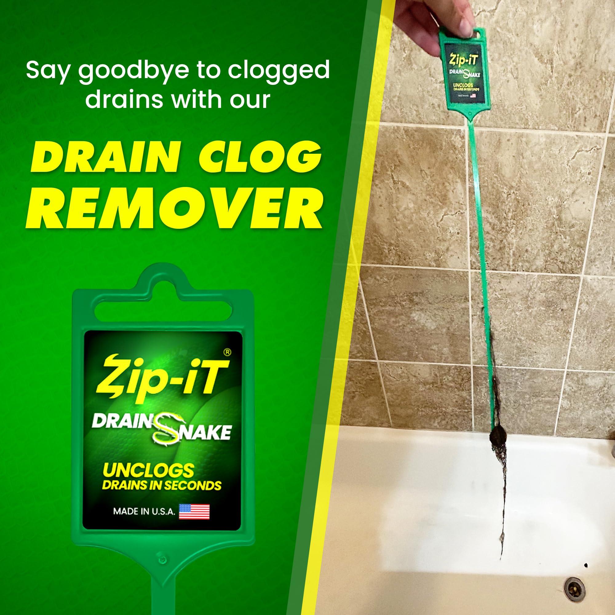 Zip-It The original Zip-It Hair Clog Remover 25-inch Overall Length Drain Snake Cleaner (3-Pack), Unclog Your Sink, Shower, & Tub Drain In Seconds Non-toxic, Made in the USA
