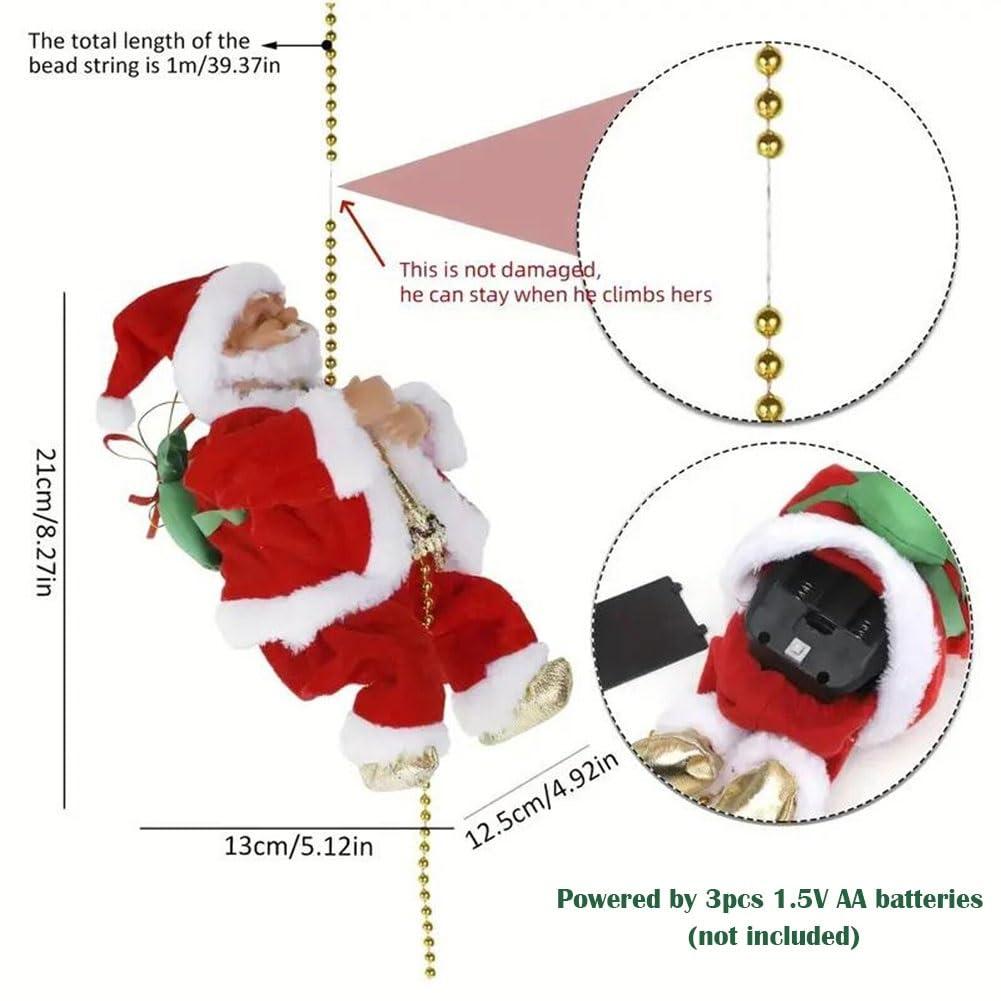 Utrum Climbing Santa on Chain, Santa Climbing Ladder to Christmas Tree, Santa Que Escala, Santa Que Sube Y Baja, Santa De La Cuerda, Climbing Santa Claus on Rope & Ladder Decoration, Xmas Ornament(A*1PC)