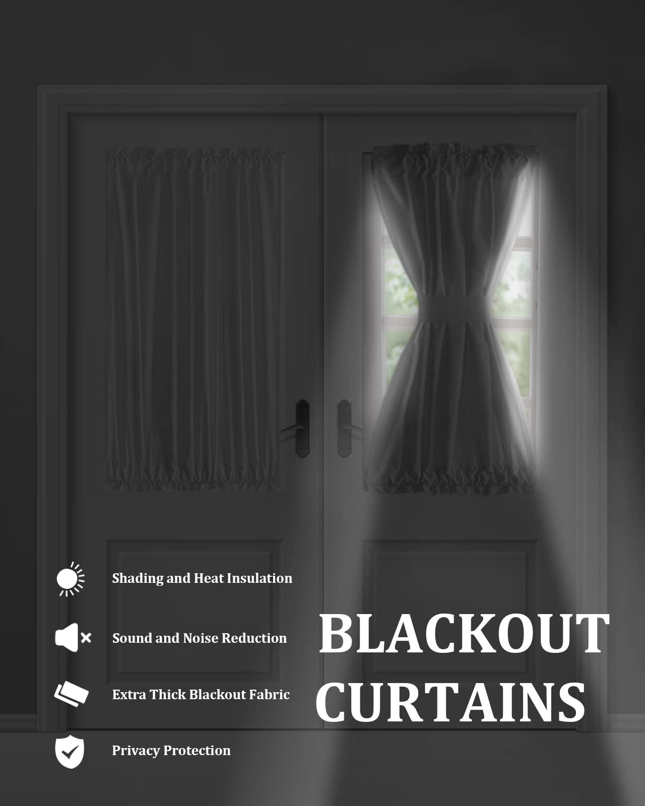 ZOE GARDEN Contemporary Sage Green, Blackout Door Curtains for French, Glass,Front, Back, Patio Door, Thermal Insulated Rod Pocket Window Curtain Drapes With Tiebacks, Geometric Abstract Morocco Plaid 54"x40"