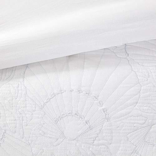 Harbor House Harbor House Cotton Comforter Set-Coastal Oceanic Sealife Design All Season Down Alternative Bedding with Matching Shams, Bedskirt, King(108"x96"), Beach, Quilted Seashell White, 4 Piece,HH10-703