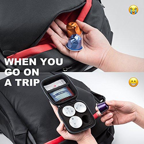 ROMAUNT Protective Carrying Case For Nespresso & Compatible Capsules Portable Espresso Maker Coffee Pod Holder PU Material Hard Shell Portable Grey(Holds 4 Pods)