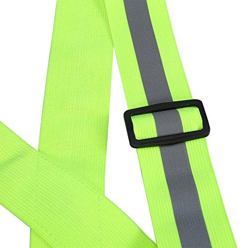 Qiilu Reflective Vest, Qiilu Reflective Vest Adjustable Elastic Safety Vest Strap for Running Cycling Jogging(Green)